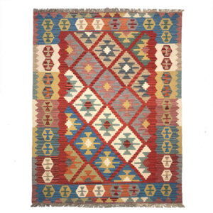 Perzische Kilim Handgeweven – Model Karin Bruin – Geometrisch Wollen Vloerkleed