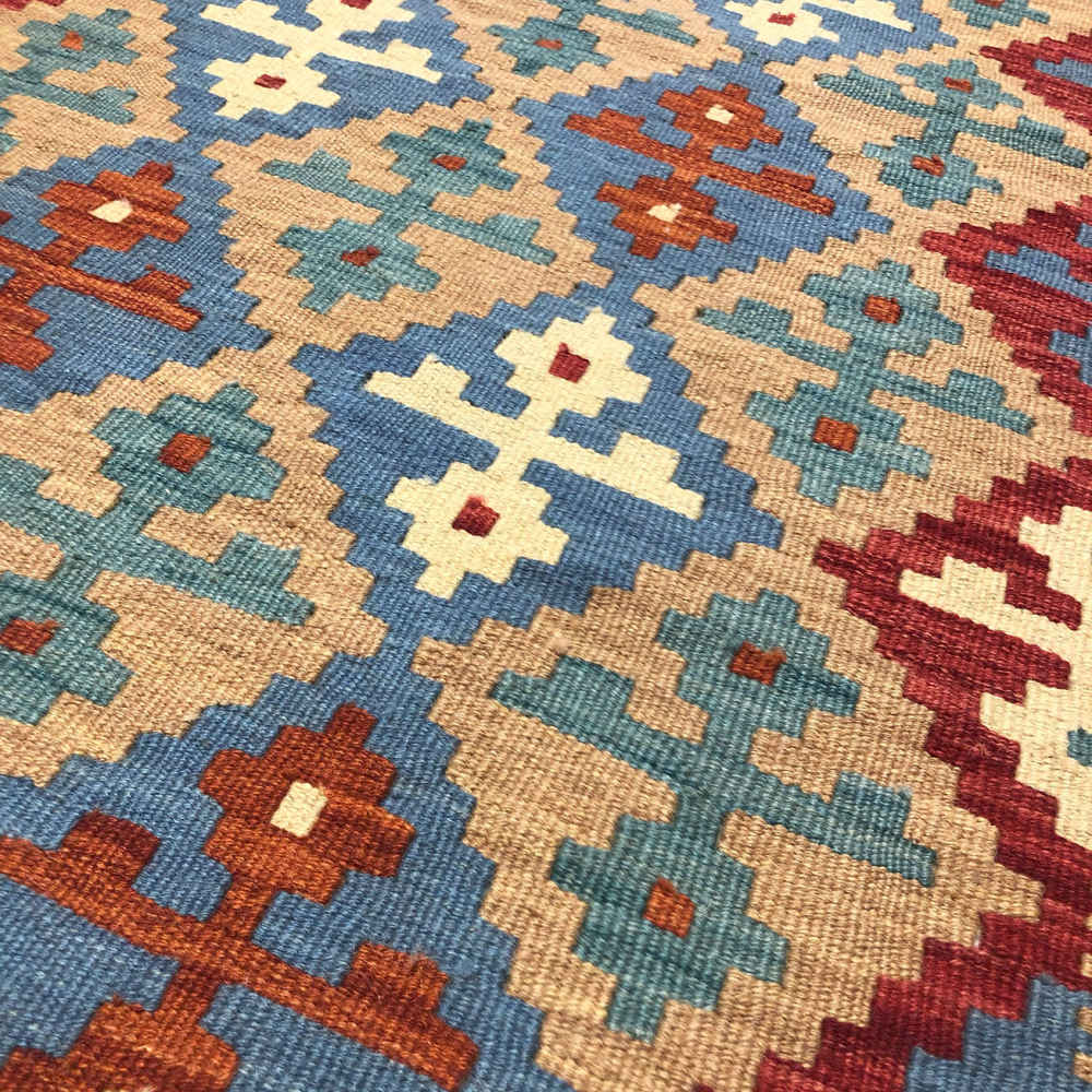 Perzische Firuzabad Yavar Kelim, geometrisch, authentiek