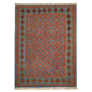 Perzische Kilim Qashqai Handgeweven – Model Borna Blauw – Wollen Tapijt