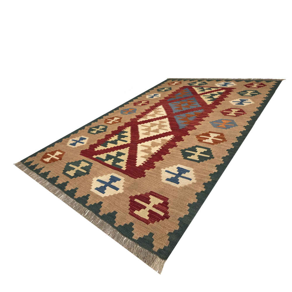 Perzische Firuzabad Hamara Kelim, geometrisch, authentiek