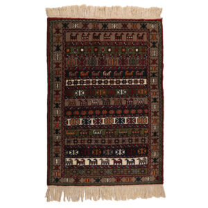 Handgeknoopt Perzisch Khorasan Maral Tapijt (Geometrisch Patroon) – Bruine Wol