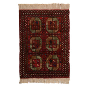Handgeknoopt Perzisch Khorasan Malih Tapijt (Tribaal Geometrische Ruit) – Rode Wol