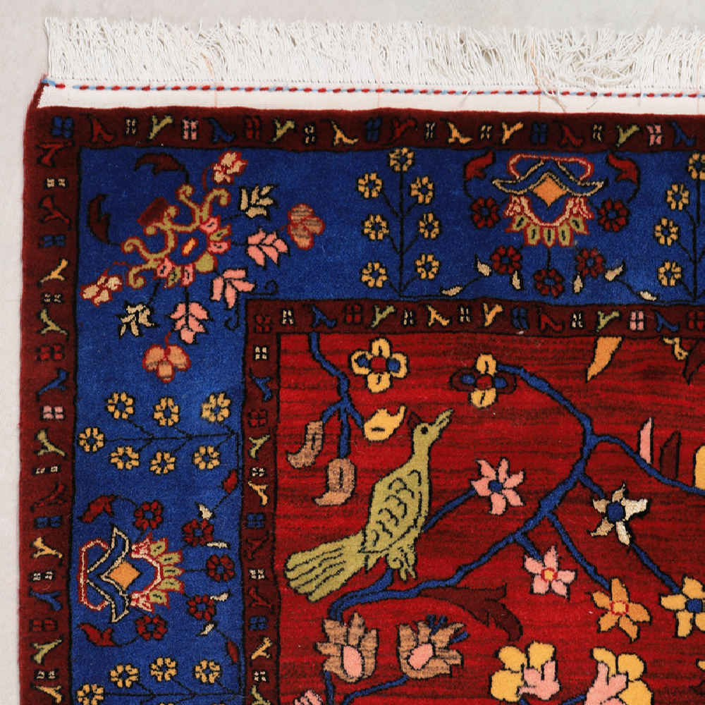 Handgeknoopt Perzisch Isfahan Tapijt (Derakhti Tree of Life) – Blauwe Wol