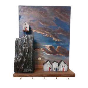 Decoratieve houten wand-sleutelhouder – model Cottage