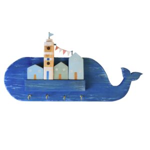 Decoratieve & Handgemaakte Sleutelhanger voor aan de Muur met het Ontwerp Walvis