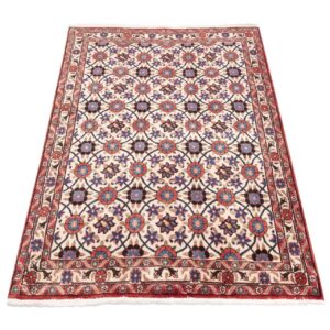 Vintage Perzisch Varamin Fahimeh Tapijt (Bloemenpatroon) – Rode Wol