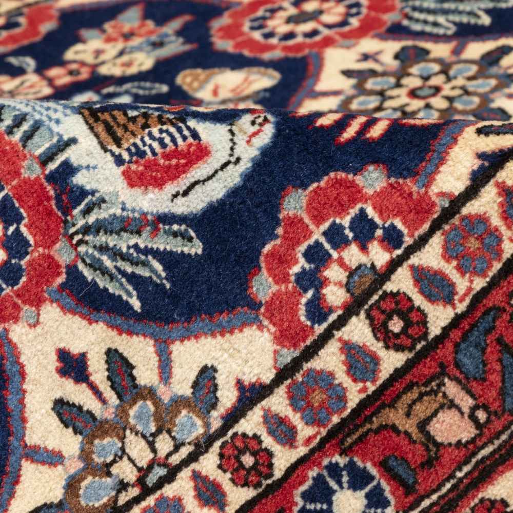 Vintage Perzisch Varamin Jeyran Tapijt (Bloemenpatroon) – Rode Wol