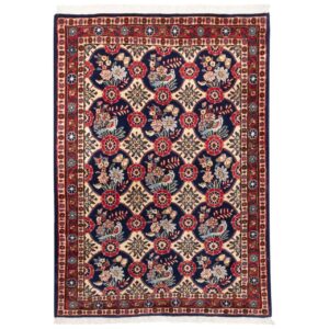 Vintage Perzisch Varamin Jeyran Tapijt (Bloemenpatroon) – Rode Wol