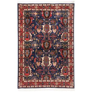 Vintage Perzisch Varamin Setayesh Tapijt (Tribaal Bloemenpatroon) – Blauwe Wol