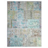 Vintage Perzisch Handgeknoopt Patchwork Tapijt Sky Blauw