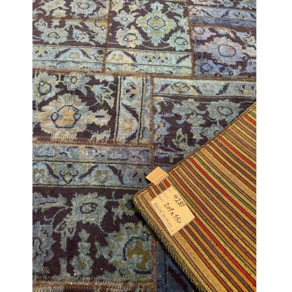 Perzisch Handgeknoopt Patchwork Tapijt Ahoora