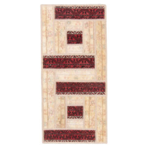 Vintage Patchwork Tapijt Alborz – Crème Wol
