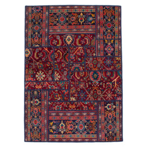 Vintage Perzisch Handgeknoopt Patchwork Tapijt Koomeh Rood