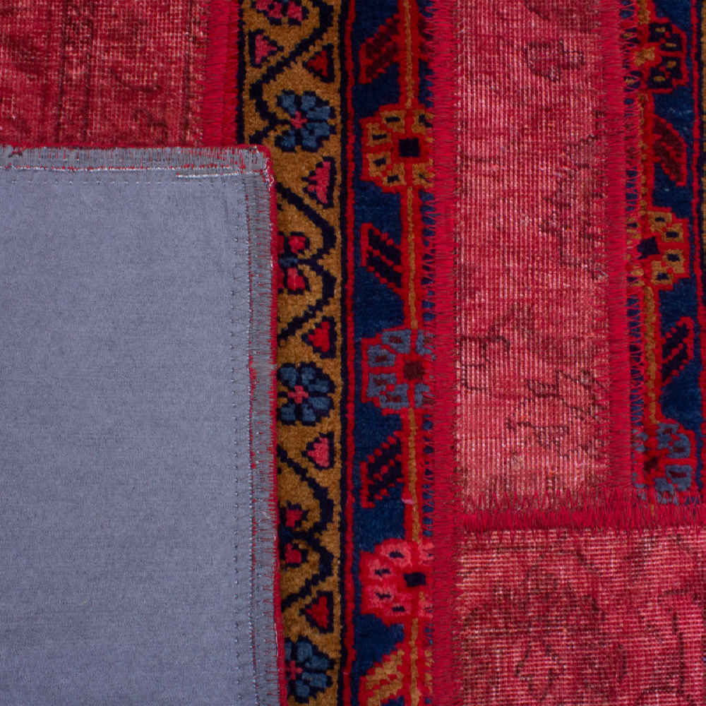 Vintage Perzisch Handgeknoopt Patchwork Tapijt Veis Rood