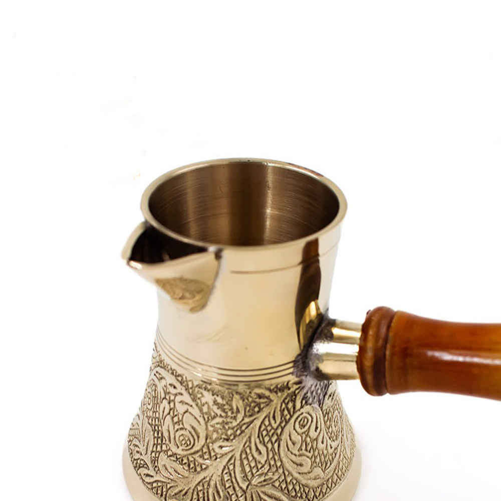 Gehamerde Messing Turkse Koffiepot – Elegante Gegraveerde Ibrik, Namin Model