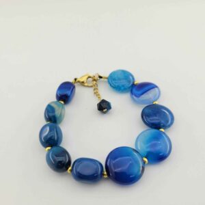 Kralenarmband voor Dames – Blauwe Agaat Edelsteen