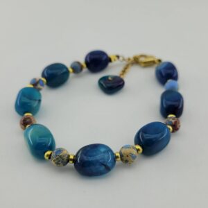 Kralenarmband voor Dames – Blauwe Agaat & Turkoois