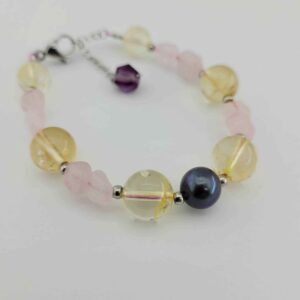 Kralenarmband voor Dames – Citrien en Rozenkwarts