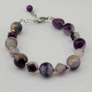 Paarse kralenarmband met kwarts edelsteen voor vrouwen