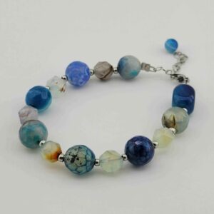 Blauwe kralenarmband met kwarts en agaat voor vrouwen