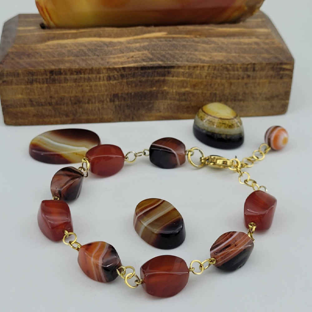 Bruine kralenarmband met Soleimani agaat voor vrouwen