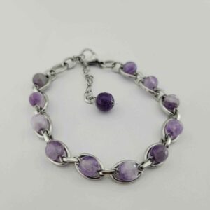 Paarse kralenarmband met amethist steen voor vrouwen