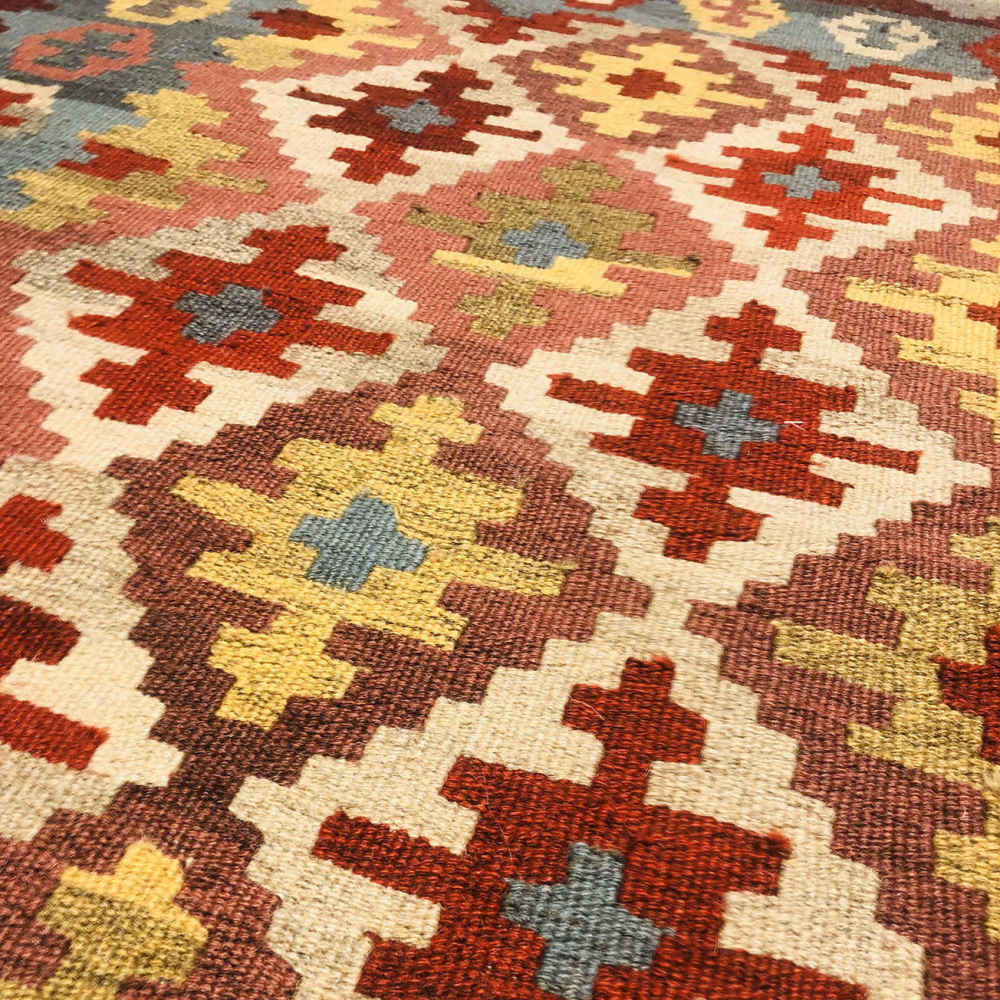 Perzische Firuzabad Dastris Kelim, geometrisch, authentiek