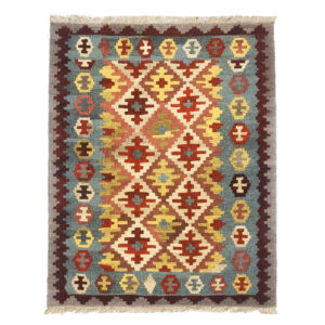 Perzische Kilim Handgeweven – Model Dastris Rood – Geometrisch Wollen Tapijt
