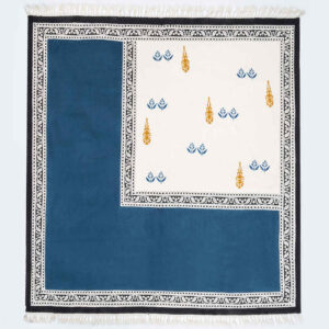 Linnen Tafelkleed Blokprint – Model Apadana (Blauw)