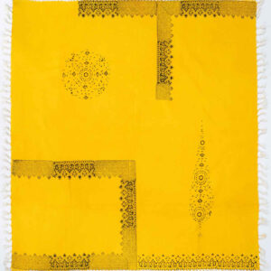 Linnen Tafelkleed Blokprint – Model Raha (Geel)