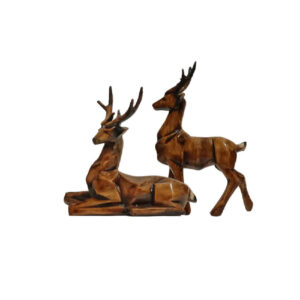 Set van 2 Decoratieve Hert Beeldjes – Bruin Realistisch
