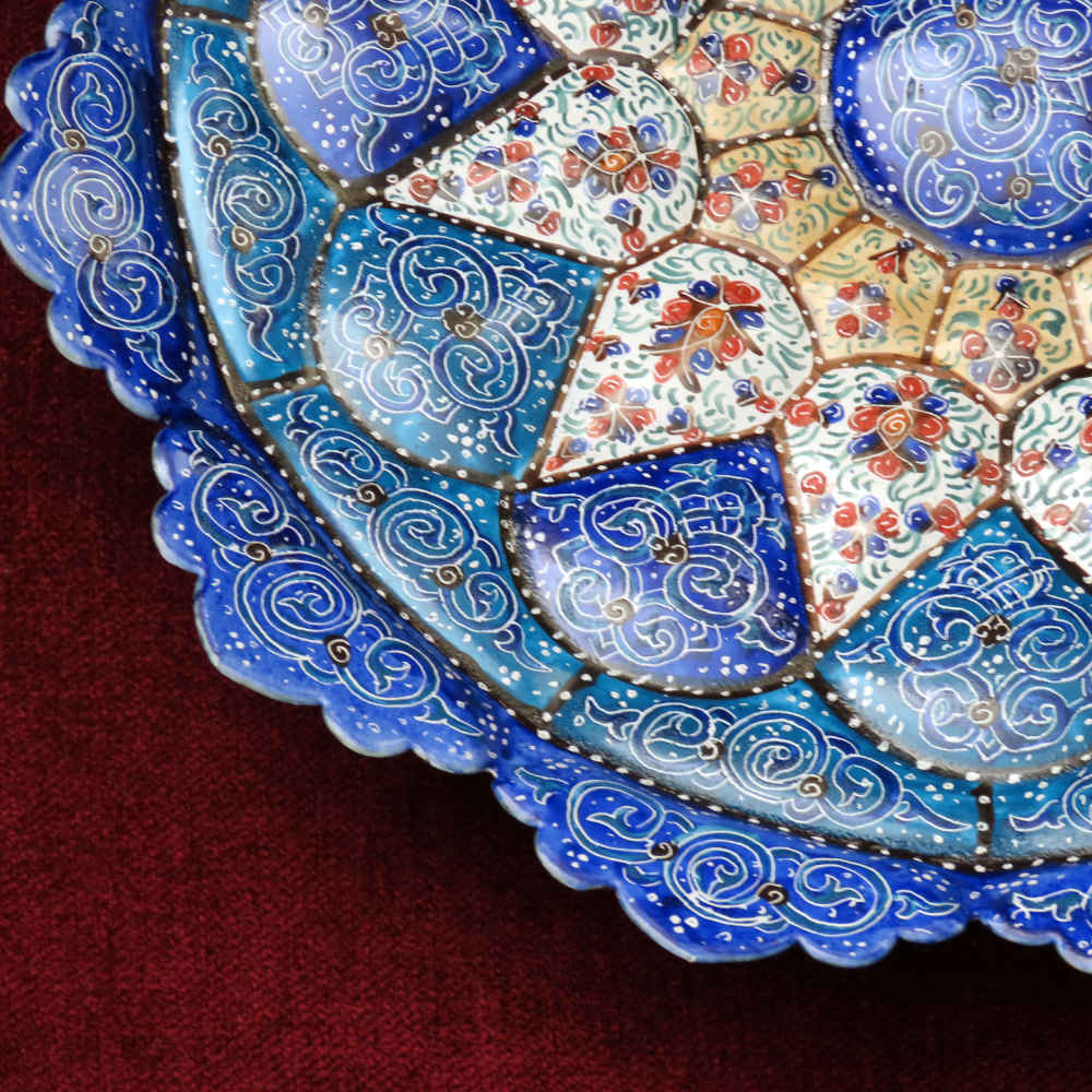 Decoratieve Koperen Plaat Handbeschilderd met Perzische Minakari Email Eslimi