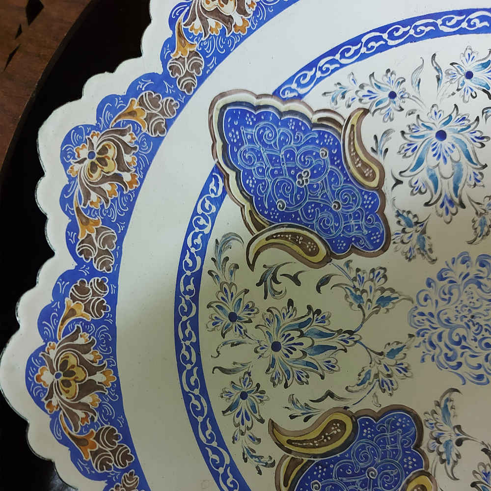 Decoratieve Koperen Plaat Handbeschilderd met Perzische Minakari Email Tazhib