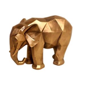 Geometrisch Gouden Polyester Olifant Beeld