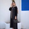 Perzische Zwarte Manto Vian – Gestreept Crepe Design