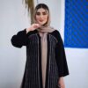 Perzische Zwarte Manto Vian – Gestreept Crepe Design