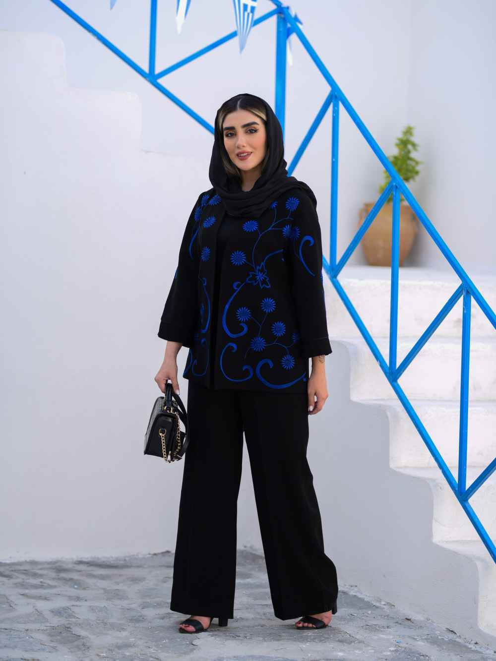 Perzisch Geborduurd Manto & Broek Set Model Hanis