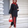 Perzisch Geborduurd Manto & Broek Set Model Delbar