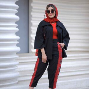 Perzisch Geborduurd Manto & Broek Set Model Delbar