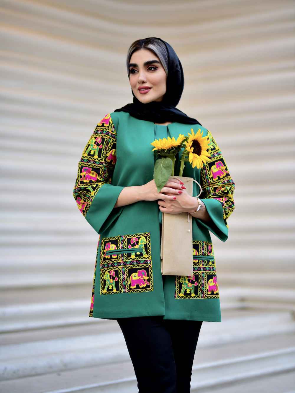 Perzische Suzani Manto Arva — Oranje — Olifant Motief