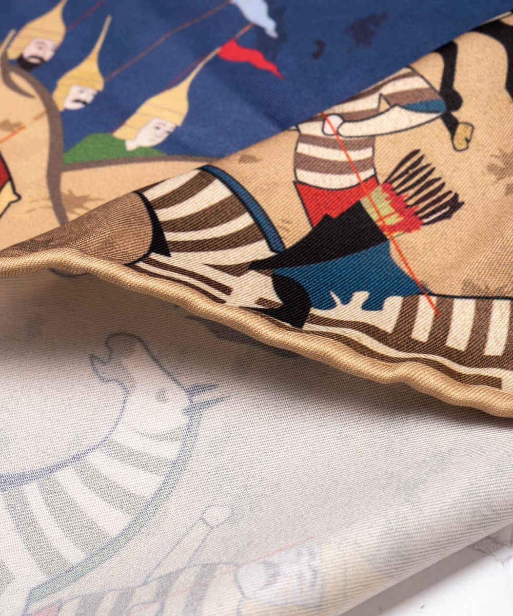 Perzische Zijde Hals Sjaal voor Dames – Luxe en Levendig Vierkant Razm