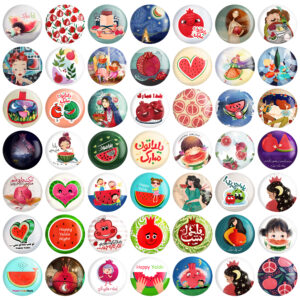 Perzische Set van 49 Pin Buttons – Shab-e Chelle