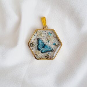 Hars Ketting Hanger voor Dames Handgemaakt Blauwe Vlinder