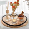 Modern rond houten dienblad - Dienblad voor thee of snacks