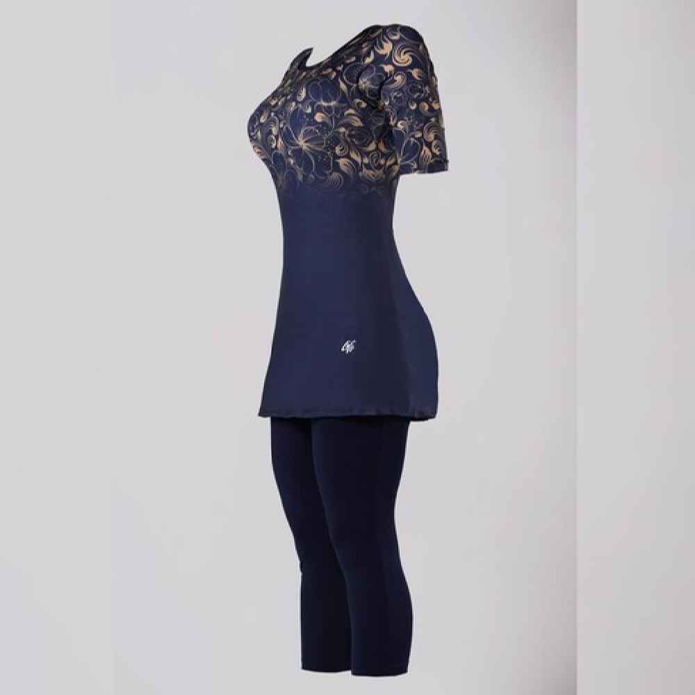 2-Delige Dames Korte Mouw Zwemkostuum Model Floral