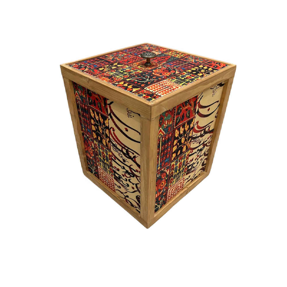 Perzische Houten Prullenbak & Zakdoos Set