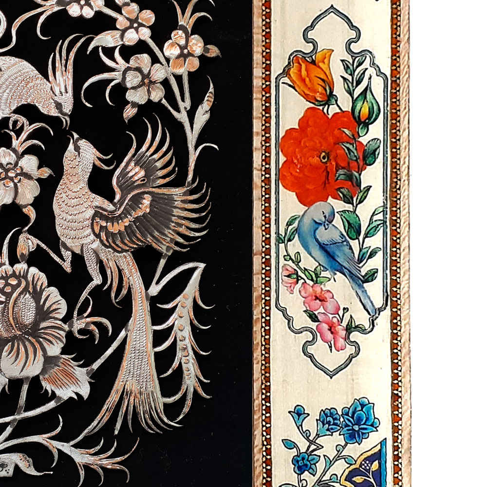 Handgemaakt Ingelijst Perzisch Gegraveerd Koperkunstwerk Farahnaz – Traditionele Wanddecoratie