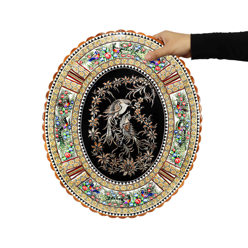 Handgemaakt Ingelijst Perzisch Gegraveerd Koperkunstwerk Rahil – Traditionele Wanddecoratie