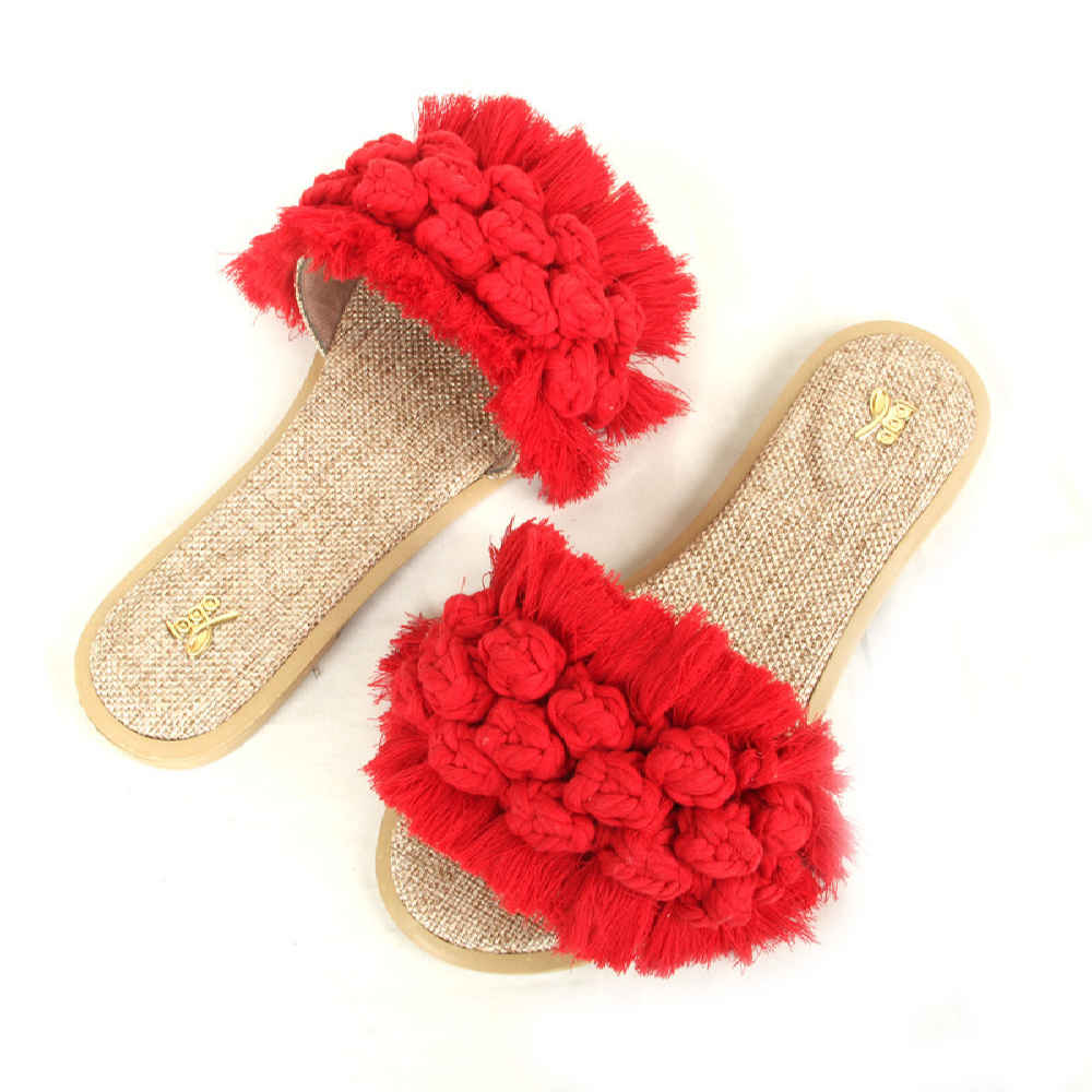 Macramé Boho Chic Sandalen – Model Niaz (Rood)