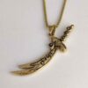 Zulfiqar Zwaard Ketting – Goudkleurige Metalen Hanger